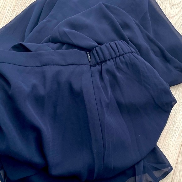 Chaus Mesh Palazzo Pants Stylish Fancy Dark Blue Navy - Picture 5 of 10